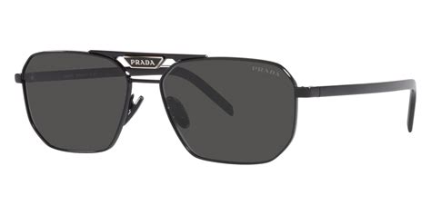 pr58ys prada|Prada PR 58YS 1AB5S0 Black Metal Rectangle Sunglasses Grey .